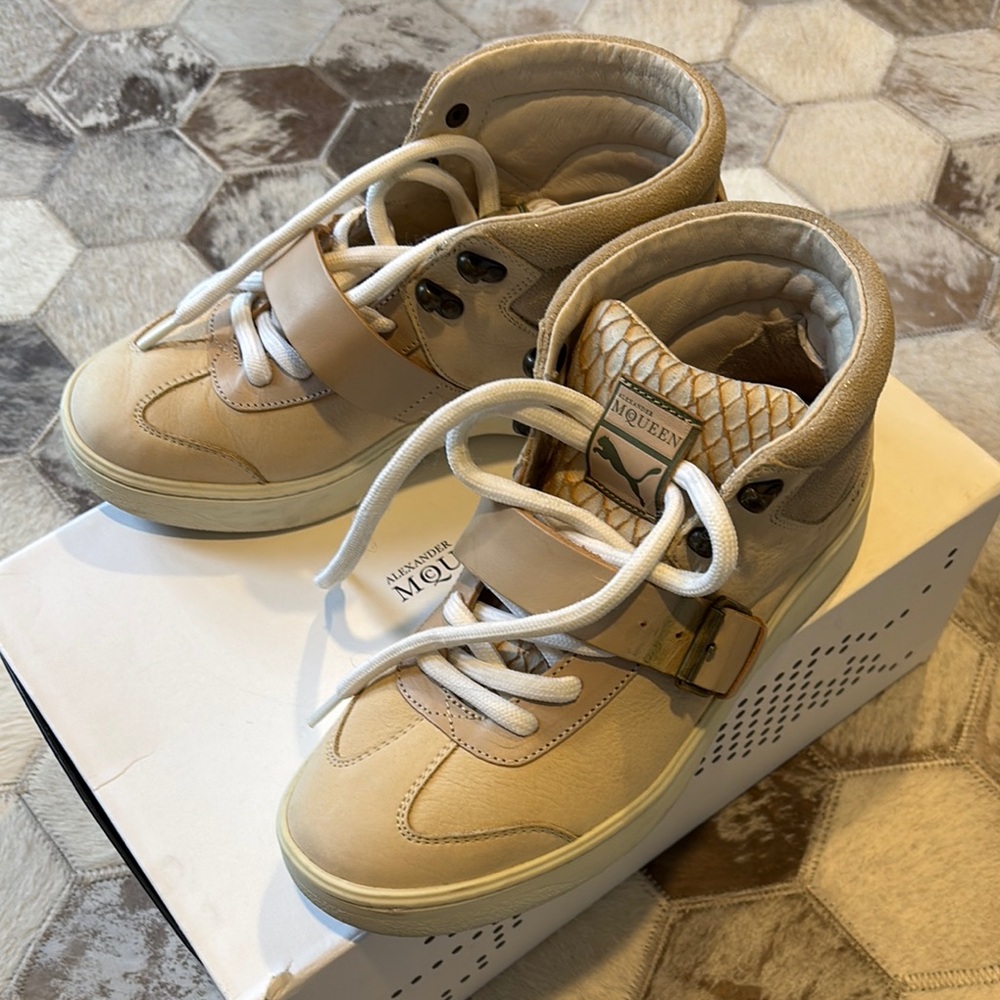 Alexander McQueen Tan High-Top Sneakers